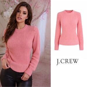 NEW J Crew Balloon Sleeve Pink Knit Sweater
